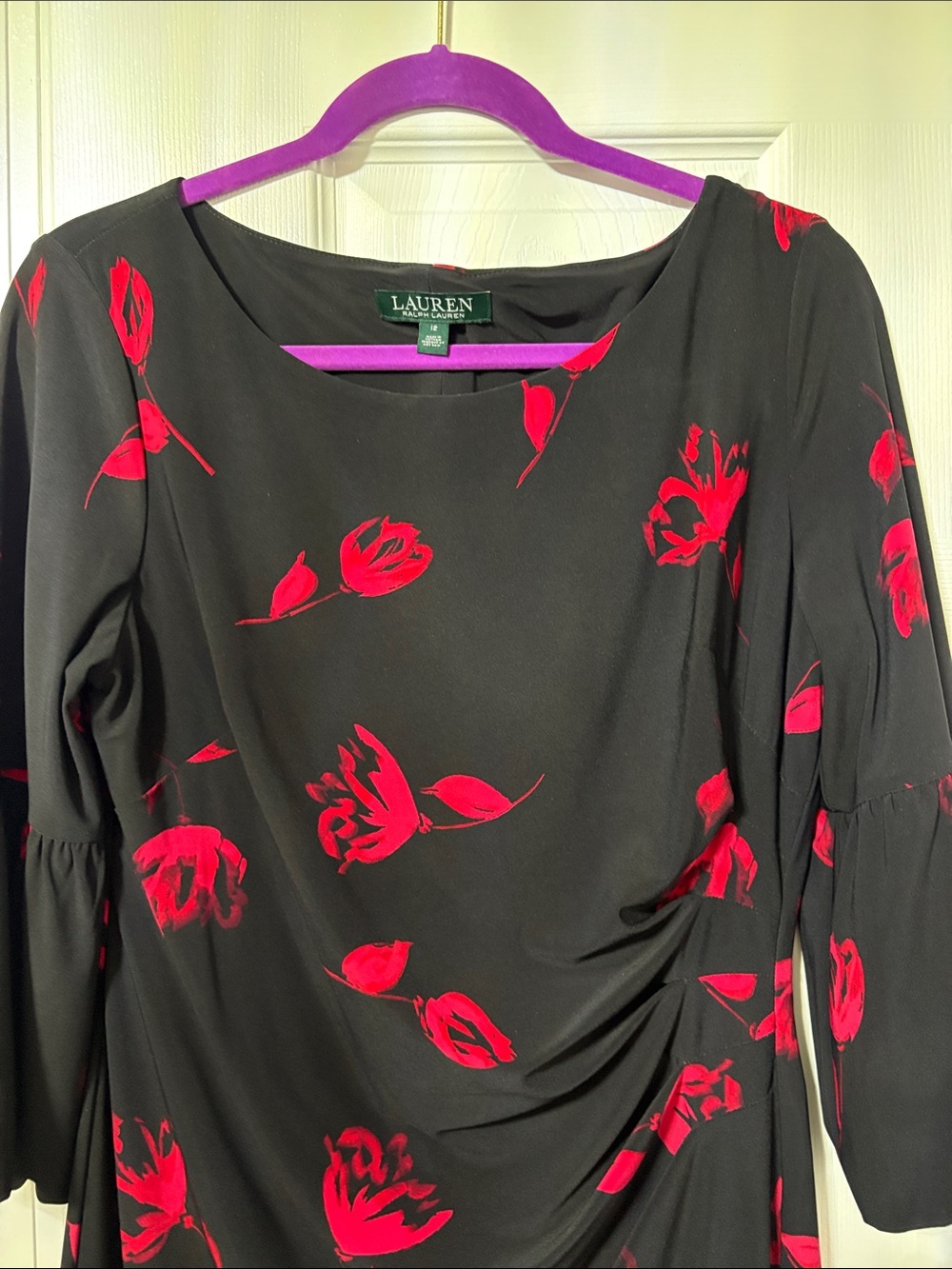 Lauren Ralph Lauren Black Dress with Red Floral Print